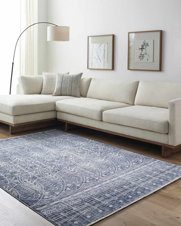 Netro Contemporary Style Blue And White Area Rug - The Rug Decor