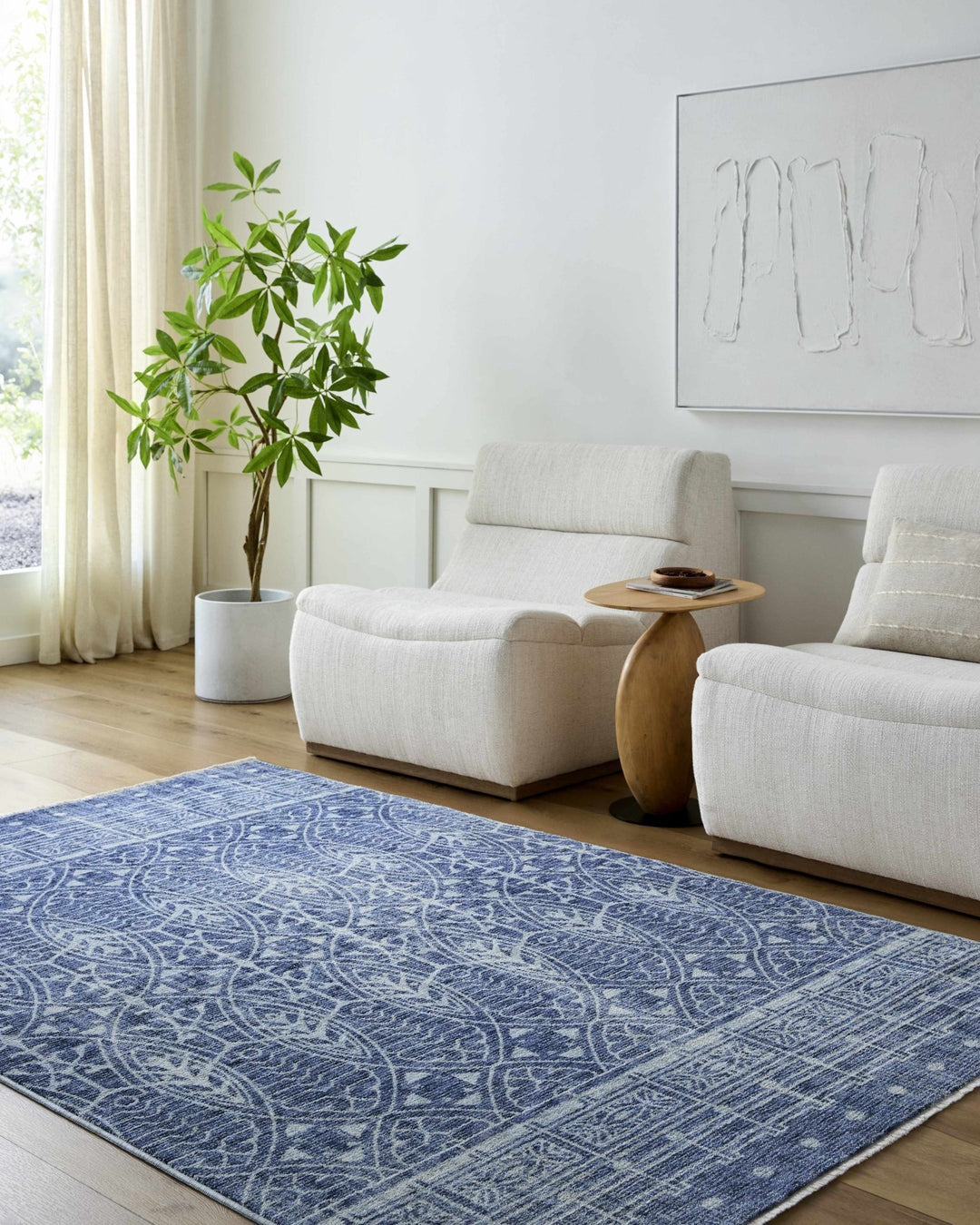 Netro Contemporary Style Blue And White Area Rug - The Rug Decor