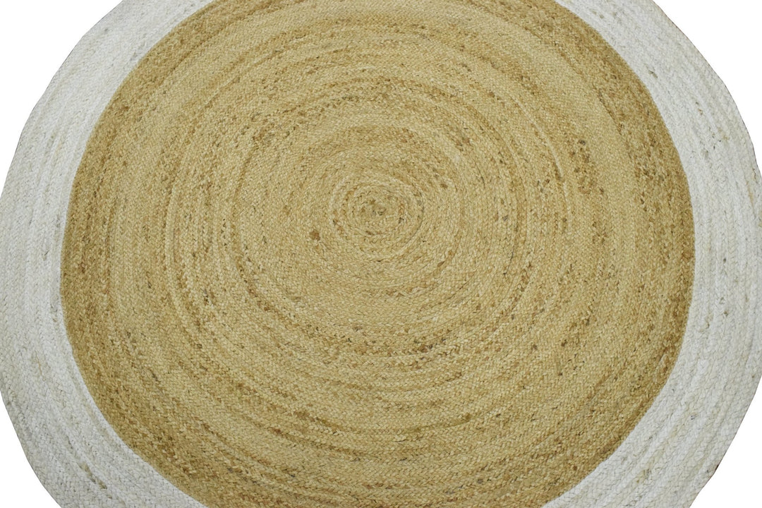 Ready to Ship 3x3 Round Solid Natural Brown Hand Braided Jute Rug