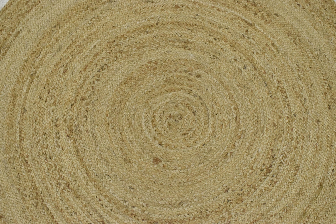 Ready to Ship 3x3 Round Solid Natural Brown Hand Braided Jute Rug