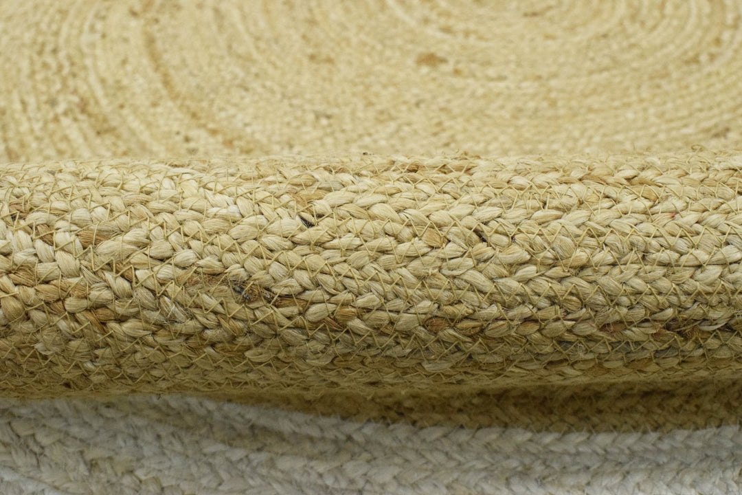 Ready to Ship 3x3 Round Solid Natural Brown Hand Braided Jute Rug