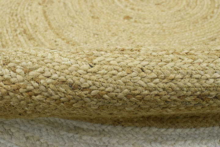 Ready to Ship 3x3 Round Solid Natural Brown Hand Braided Jute Rug