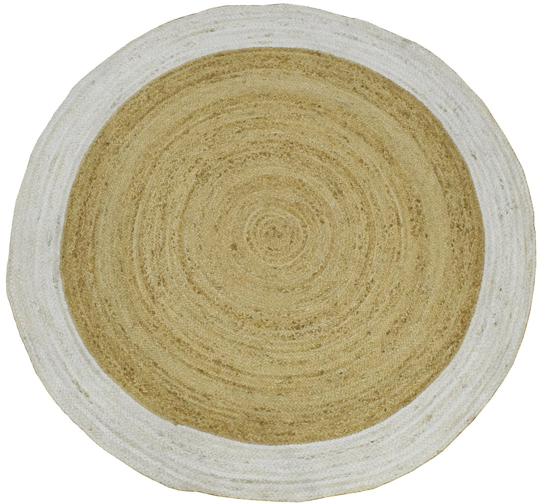 Ready to Ship 3x3 Round Solid Natural Brown Hand Braided Jute Rug