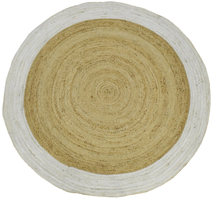 Ready to Ship 3x3 Round Solid Natural Brown Hand Braided Jute Rug