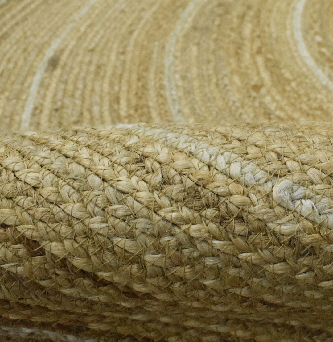 Quick Ship Boho Natural Brown Hand Braided 6x6 Round Jute Rug