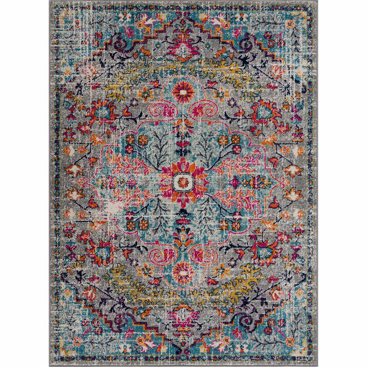 New Delanson Traditional Style Gray And Blue Area Rug - The Rug Decor