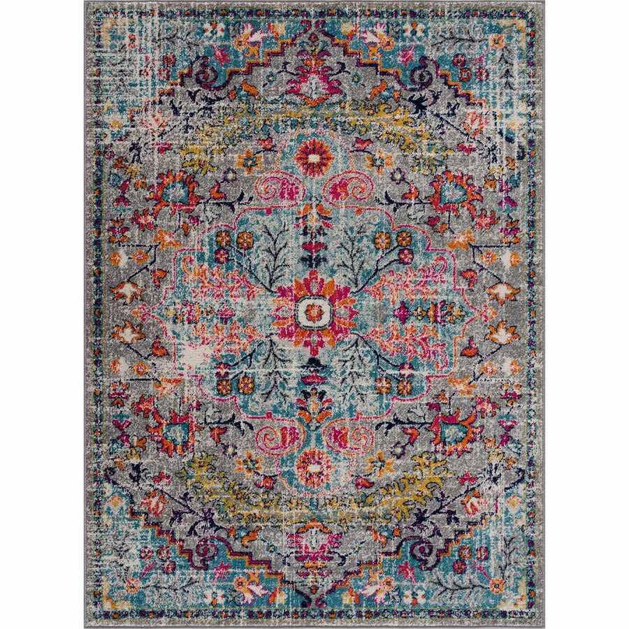 New Delanson Traditional Style Gray And Blue Area Rug - The Rug Decor