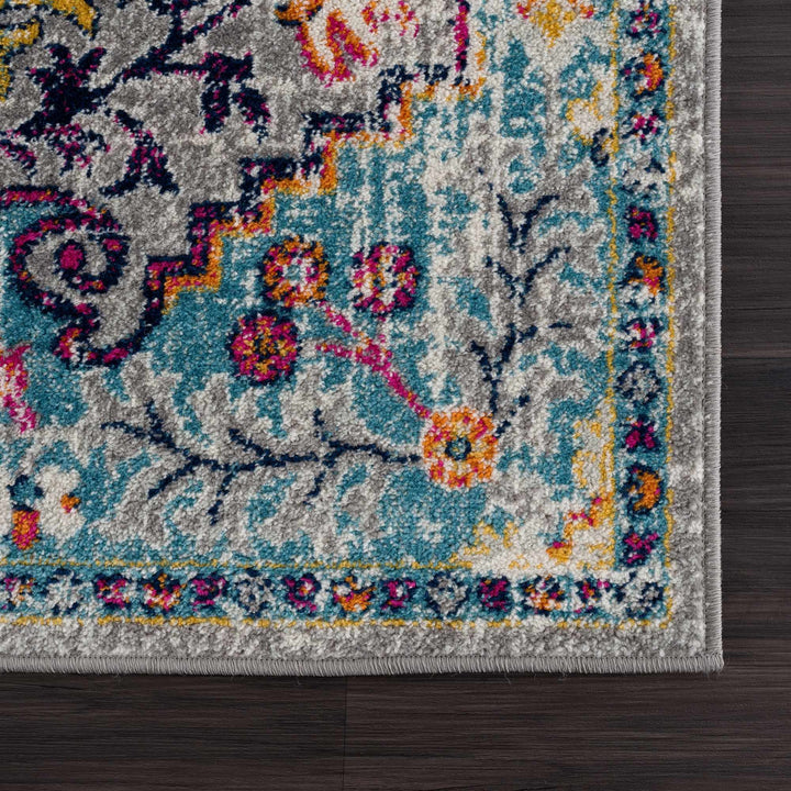 New Delanson Traditional Style Gray And Blue Area Rug - The Rug Decor