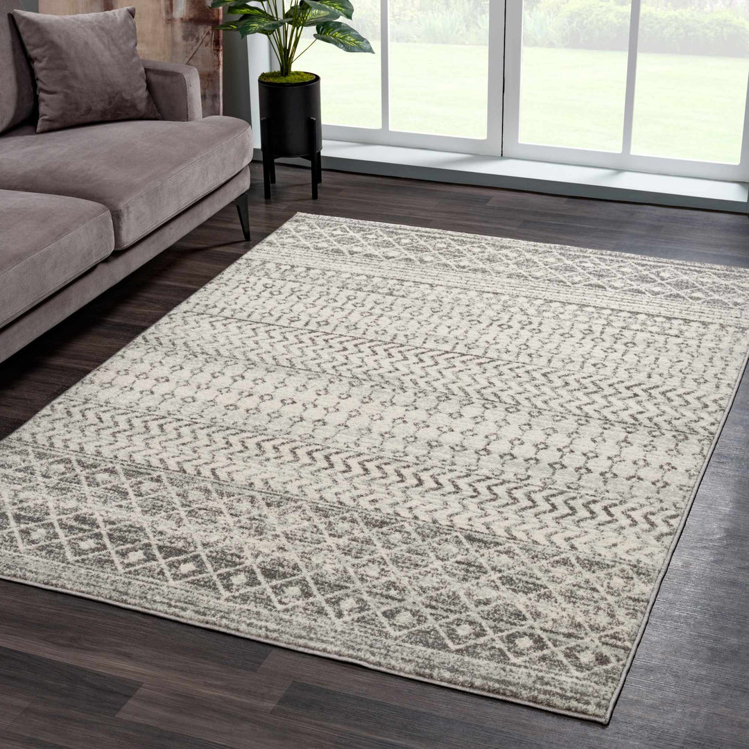 New Harput Bohemian Gray And Charcoal Area Rug - The Rug Decor