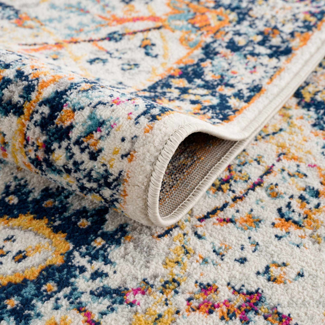 New Smyrna Traditional Transitional Ivory And Navy Area Rug - The Rug Decor