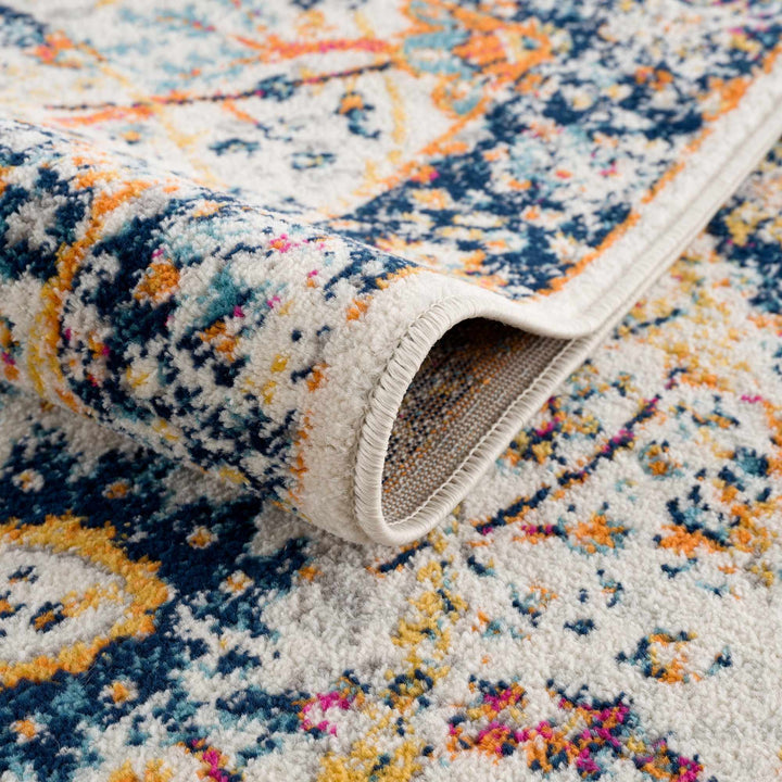 New Smyrna Traditional Transitional Ivory And Navy Area Rug - The Rug Decor