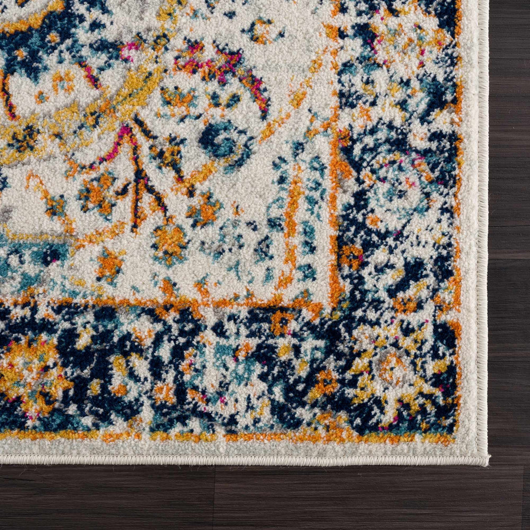 New Smyrna Traditional Transitional Ivory And Navy Area Rug - The Rug Decor