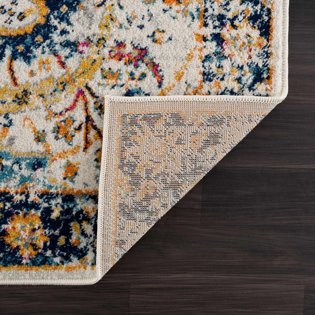 New Smyrna Traditional Transitional Ivory And Navy Area Rug - The Rug Decor