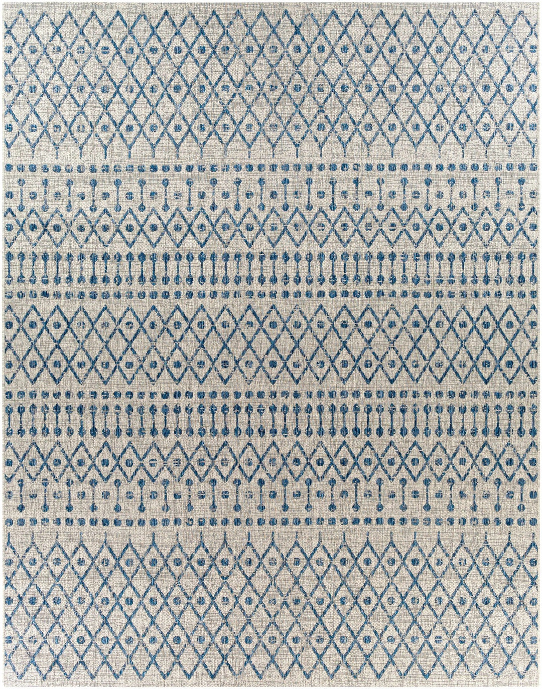 Newbern Modern Geometrical Blue And Gray Machine Woven Outdoor Rug - The Rug Decor