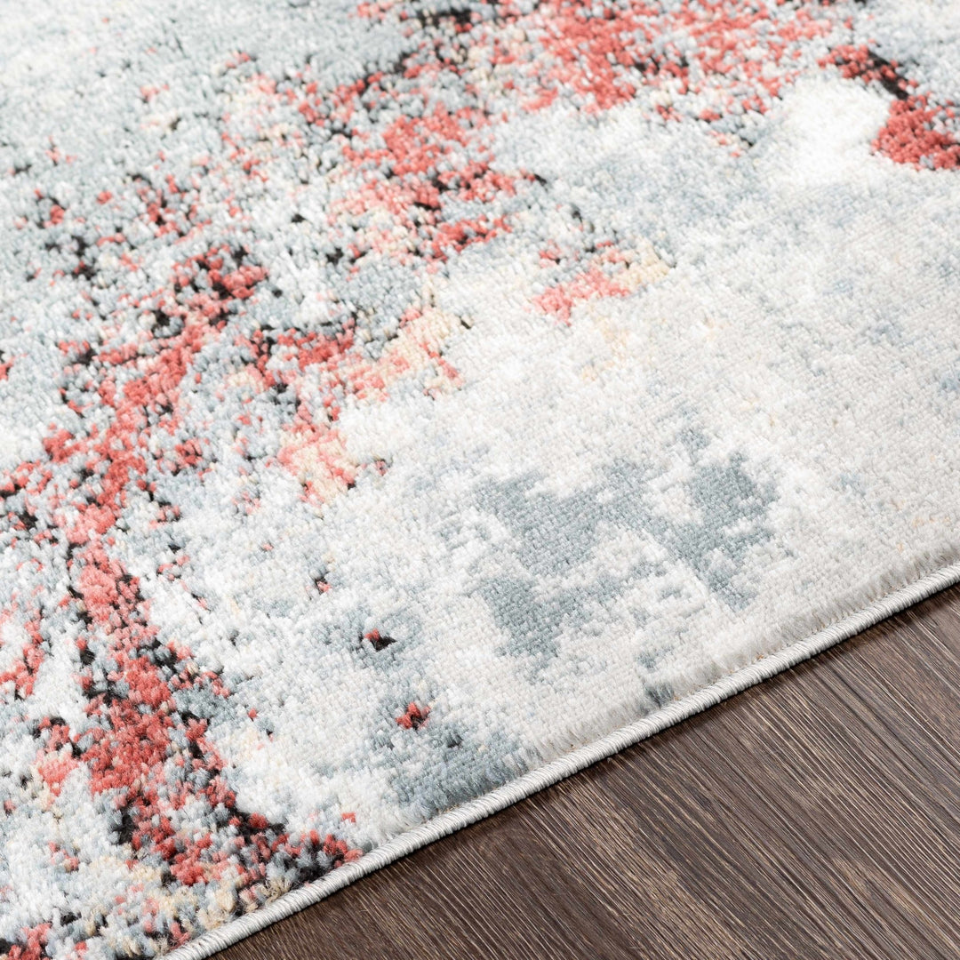 Newnham Contemporary Style Silver And Red Marble Rug - The Rug Decor