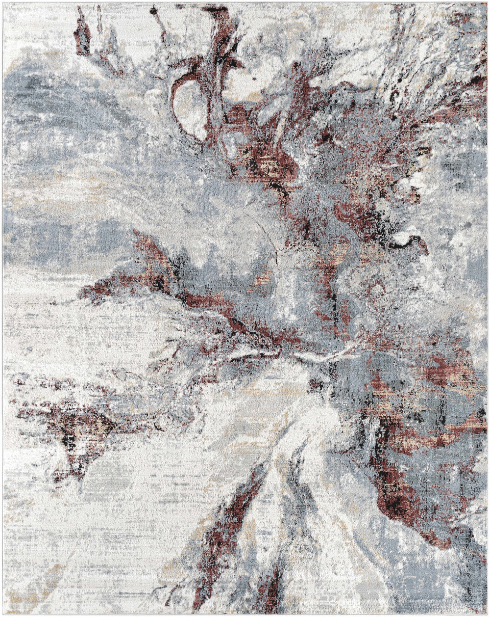Newnham Contemporary Style Silver And Red Marble Rug - The Rug Decor