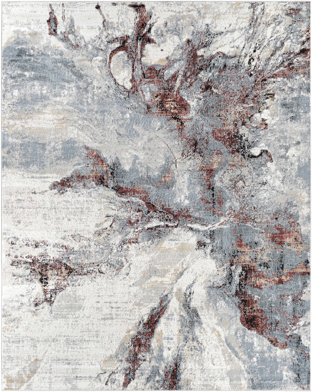 Newnham Contemporary Style Silver And Red Marble Rug - The Rug Decor
