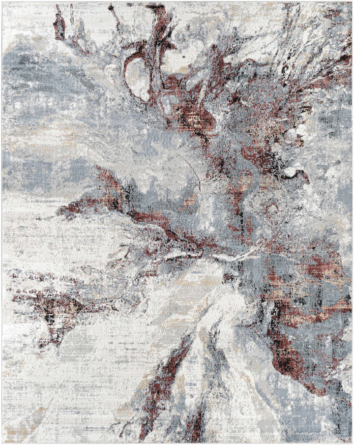 Newnham Contemporary Style Silver And Red Marble Rug - The Rug Decor