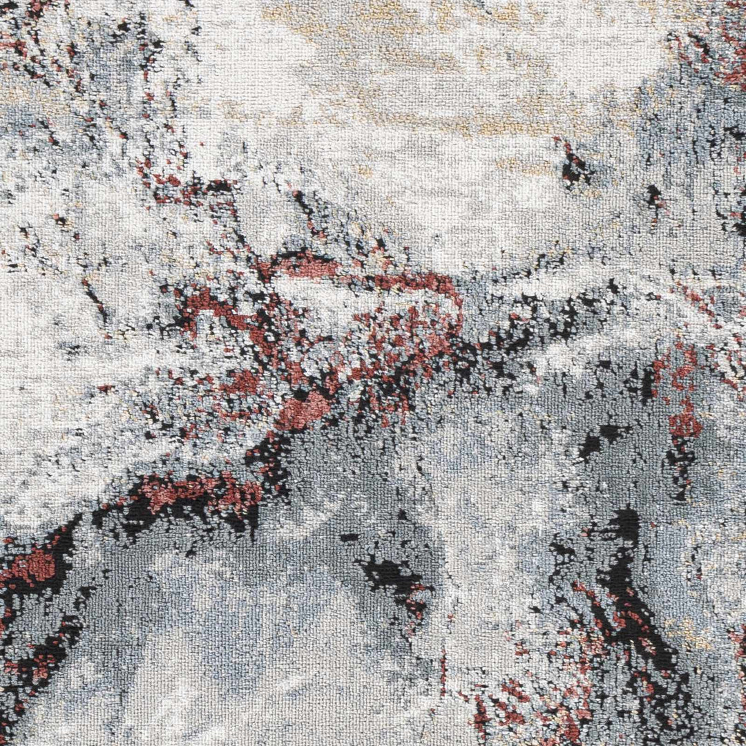 Newnham Contemporary Style Silver And Red Marble Rug - The Rug Decor