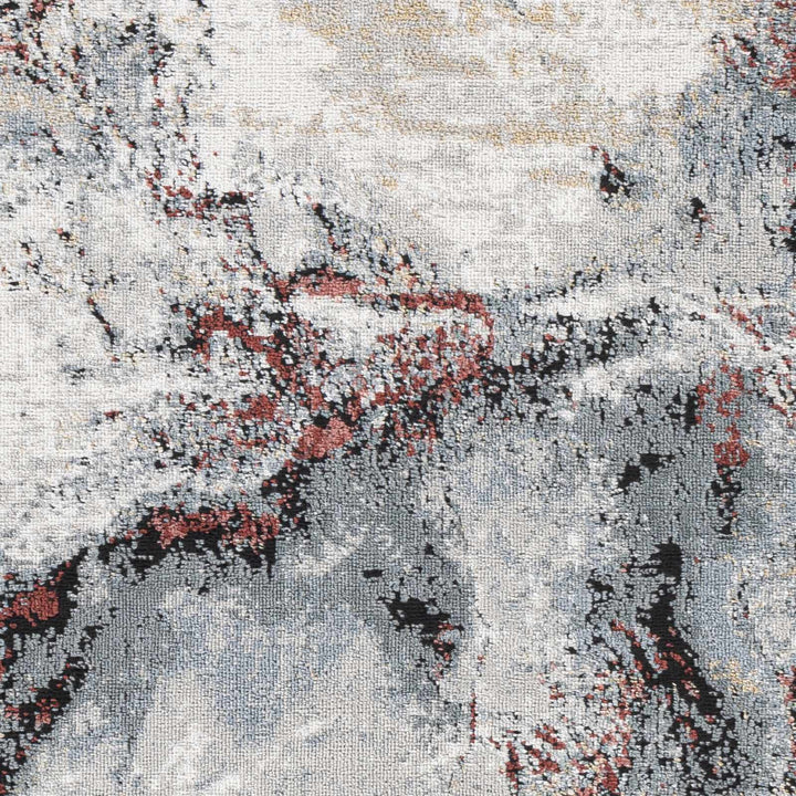 Newnham Contemporary Style Silver And Red Marble Rug - The Rug Decor