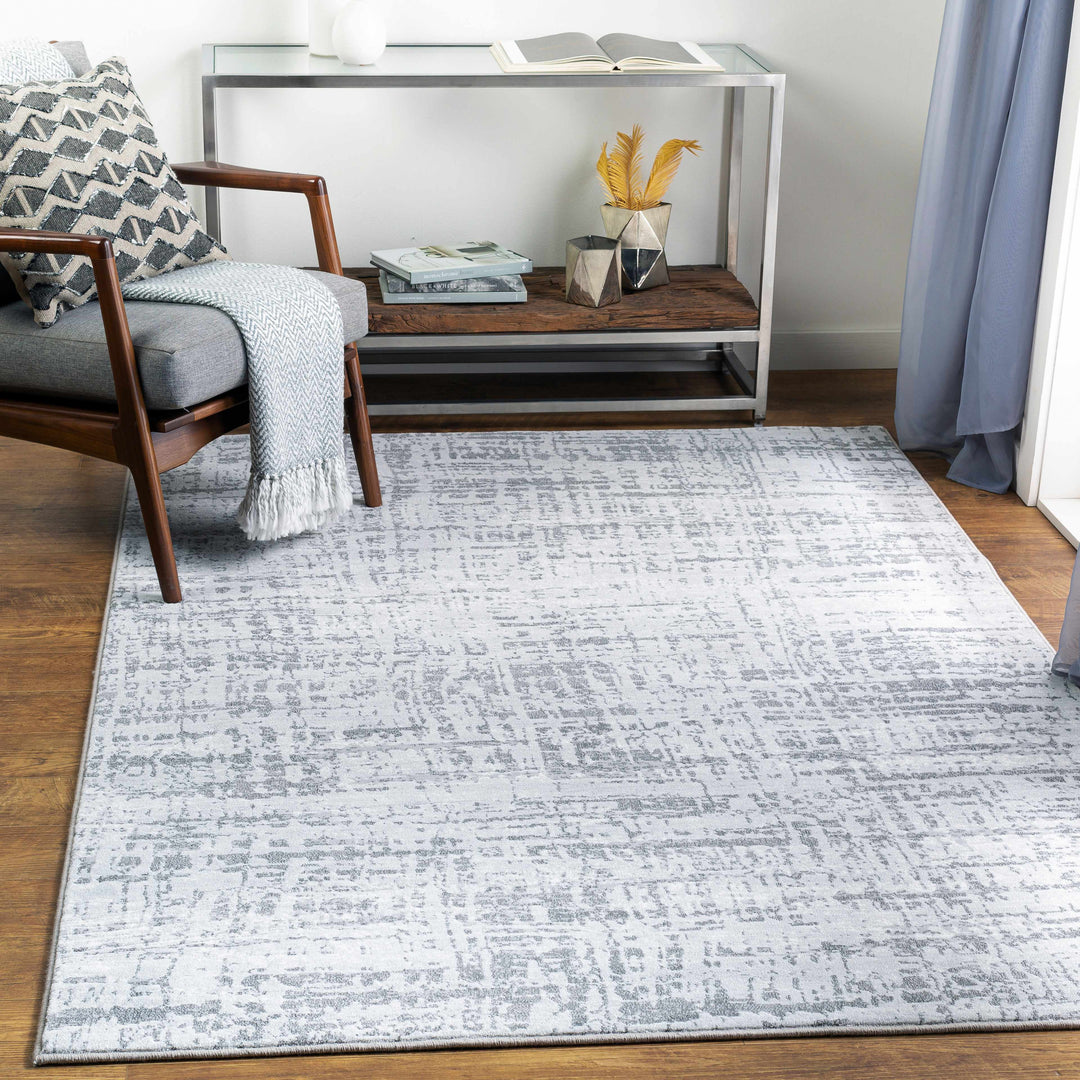 Angleton Gray And Silver Modern Abstract Design Area Rug