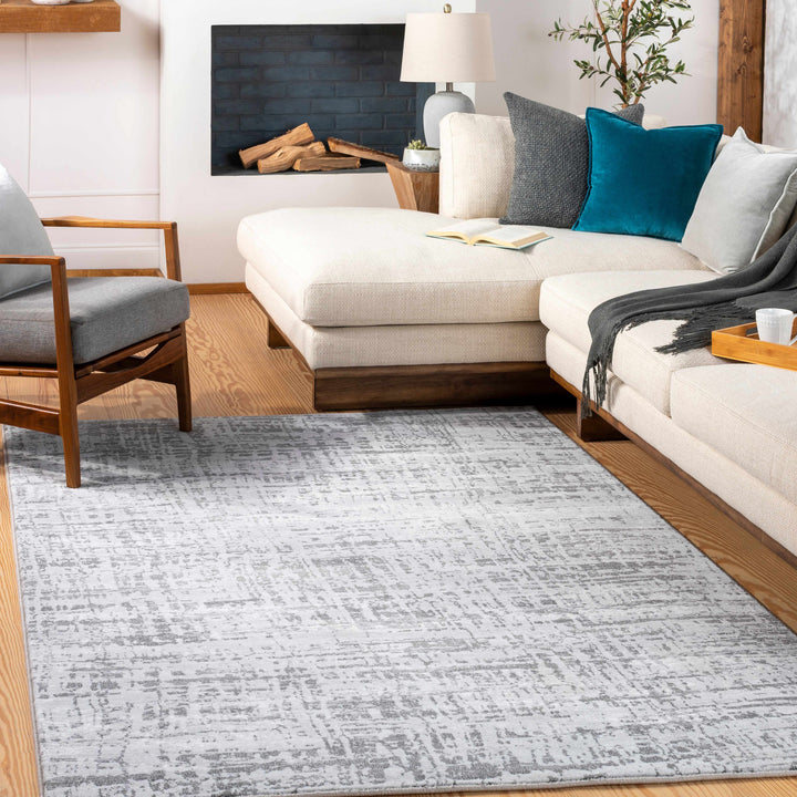 Angleton Gray And Silver Modern Abstract Design Area Rug