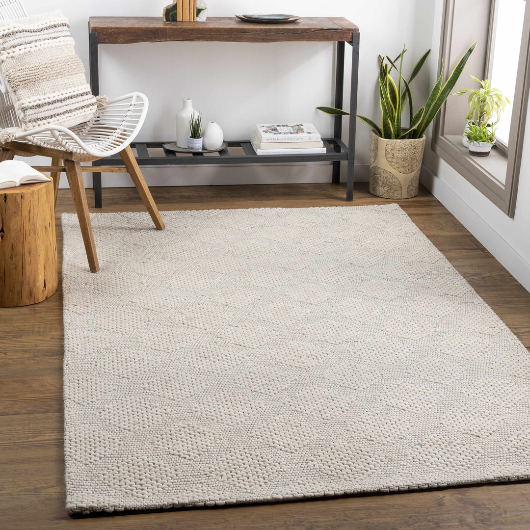 Ingram Ivory Modern Style Hand Woven Wool Area Rug