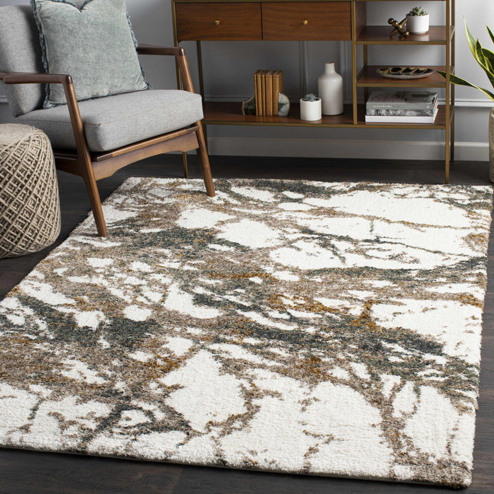 Ngunnawal Modern Abstract Design Ivory And Brown Area Rug