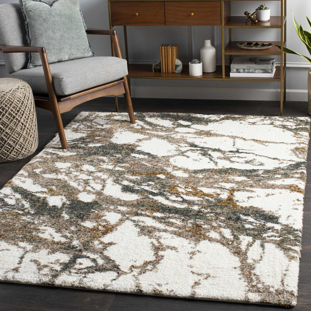 Ngunnawal Modern Abstract Design Ivory And Brown Area Rug - The Rug Decor