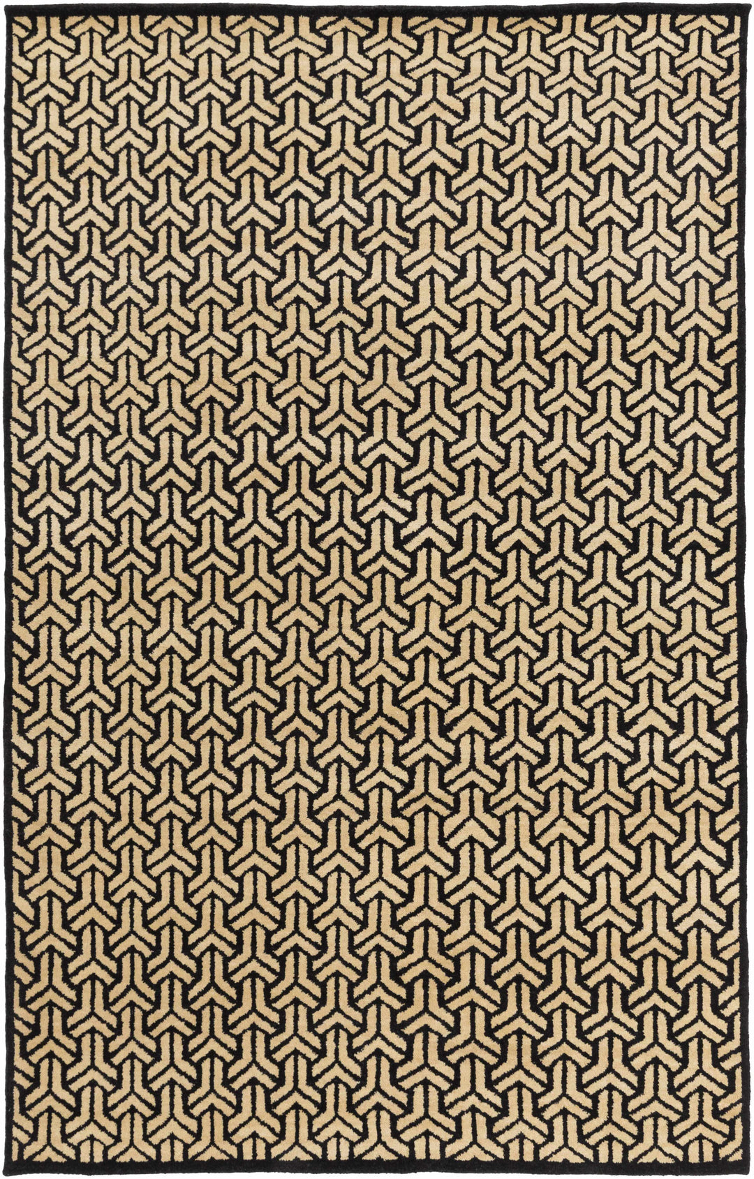Niangua Beige And Black Modern Style Hand Knotted Area Rug