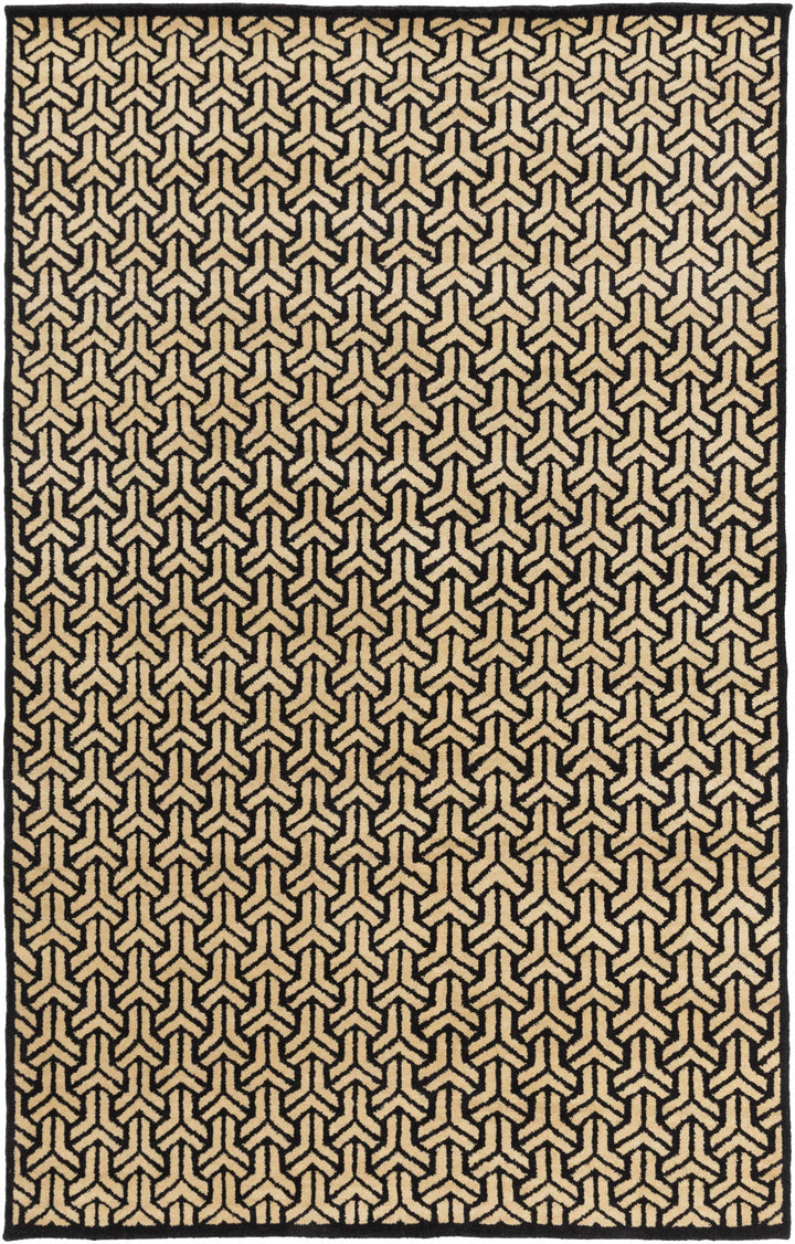Niangua Beige And Black Modern Style Hand Knotted Area Rug