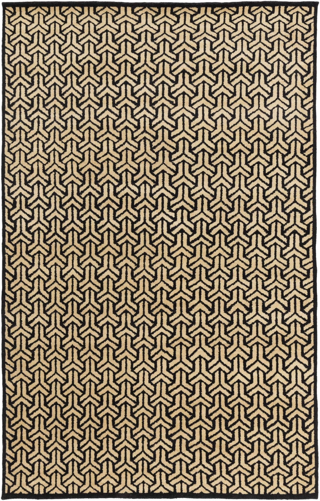 Niangua Beige And Black Modern Style Hand Knotted Area Rug - The Rug Decor