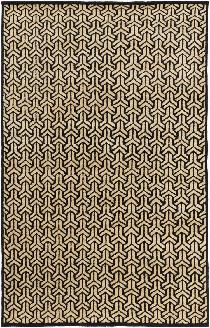 Niangua Beige And Black Modern Style Hand Knotted Area Rug - The Rug Decor