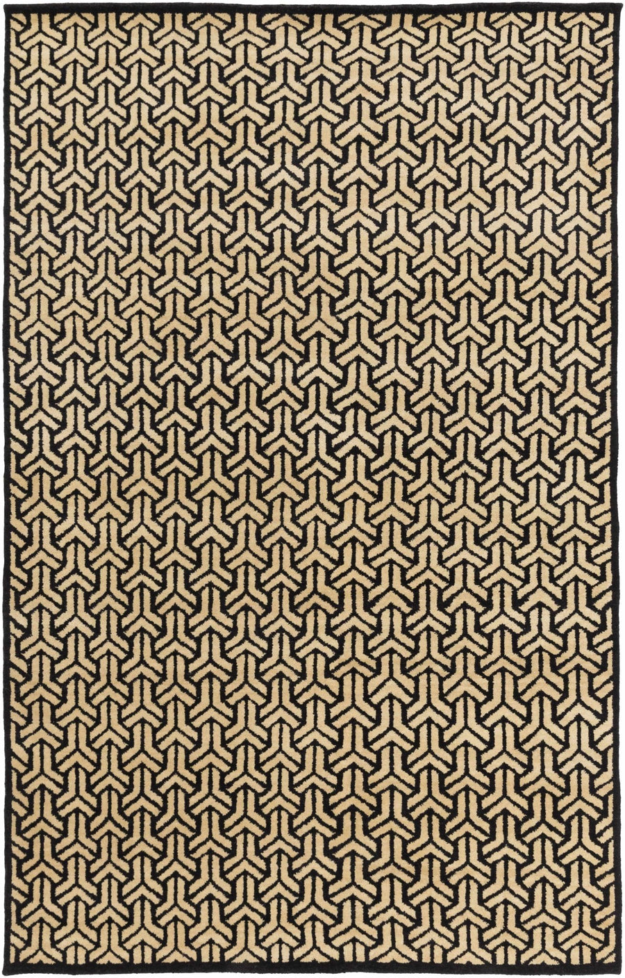 Niangua Beige And Black Modern Style Hand Knotted Area Rug - The Rug Decor