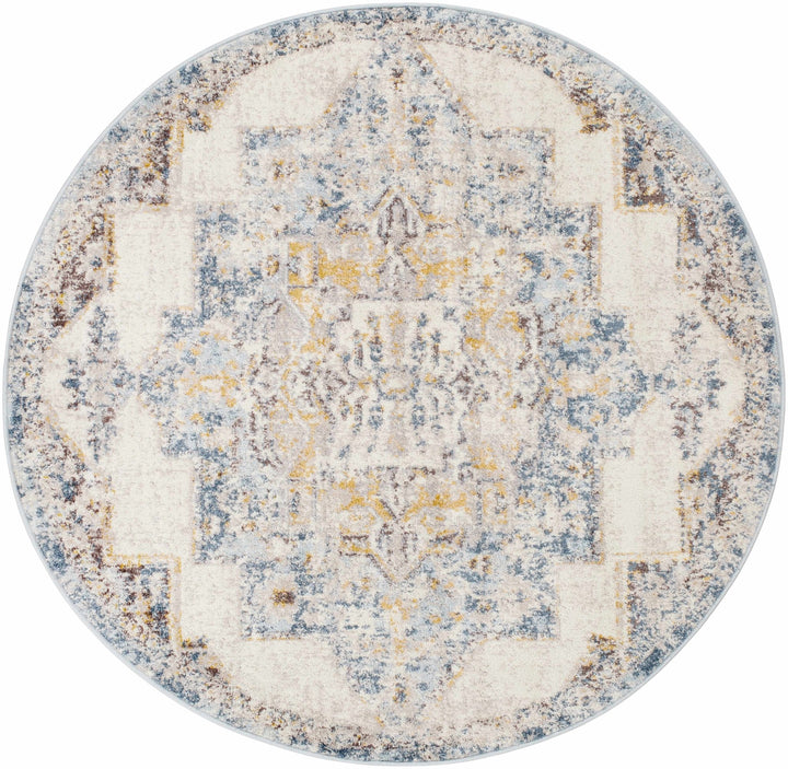 Nibley Traditional Style Ivory And Blue Area Rug - The Rug Decor