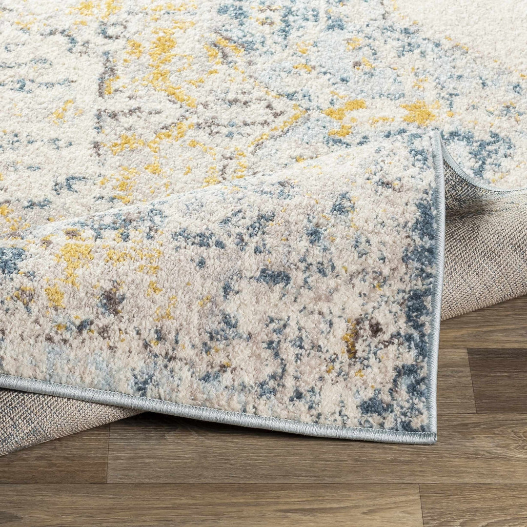 Nibley Traditional Style Ivory And Blue Area Rug - The Rug Decor