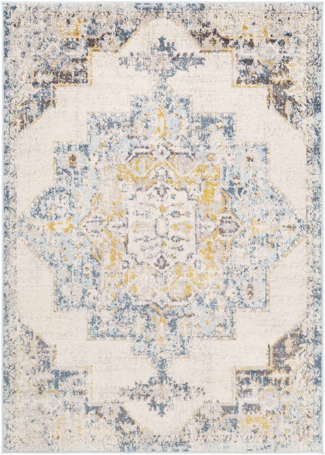 Nibley Traditional Style Ivory And Blue Area Rug - The Rug Decor