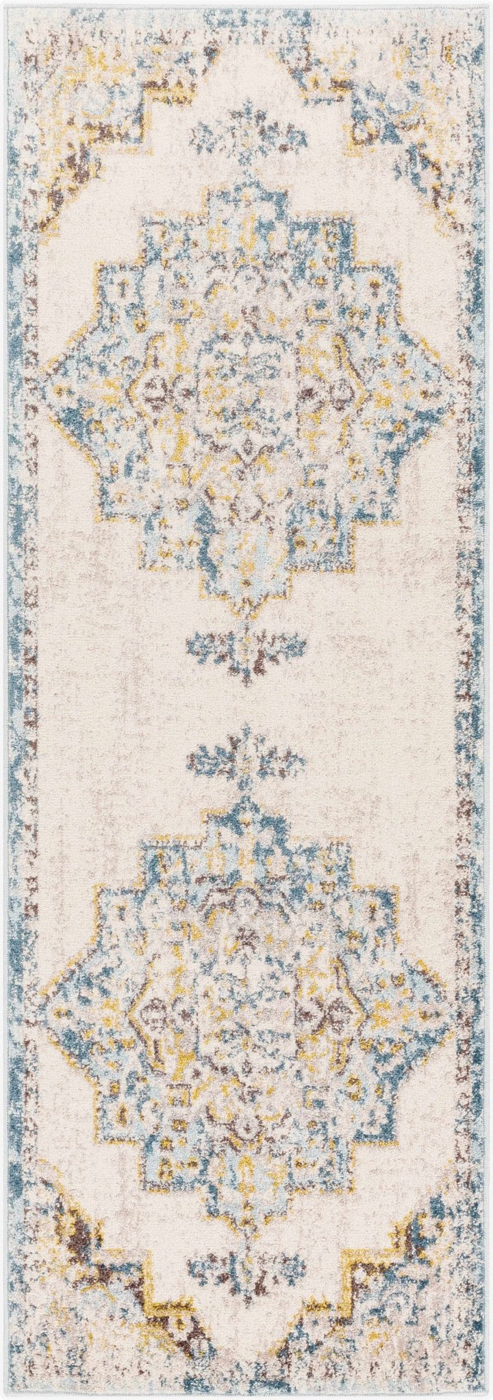 Nibley Traditional Style Ivory And Blue Area Rug - The Rug Decor