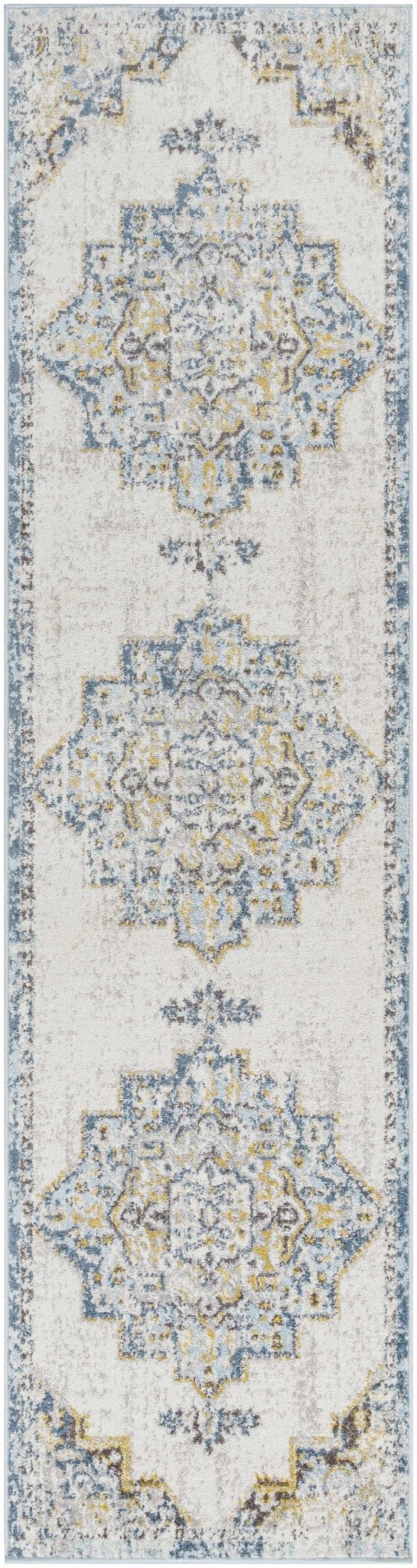 Nibley Traditional Style Ivory And Blue Area Rug - The Rug Decor