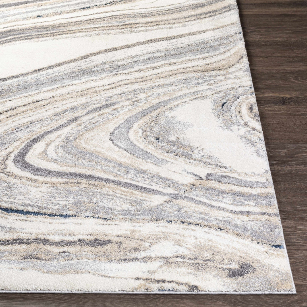 Nillumbik Gray And Ivory Modern Abstract Design Area Rug - The Rug Decor