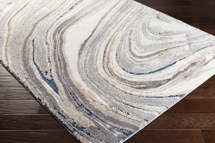 Nillumbik Gray And Ivory Modern Abstract Design Area Rug - The Rug Decor