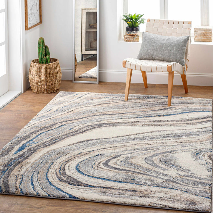 Nillumbik Gray And Ivory Modern Abstract Design Area Rug - The Rug Decor