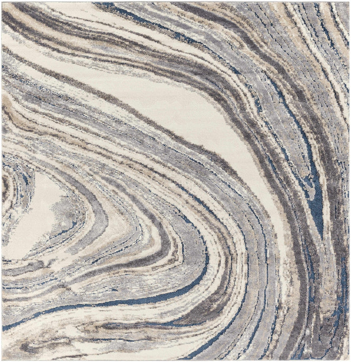 Nillumbik Gray And Ivory Modern Abstract Design Area Rug - The Rug Decor