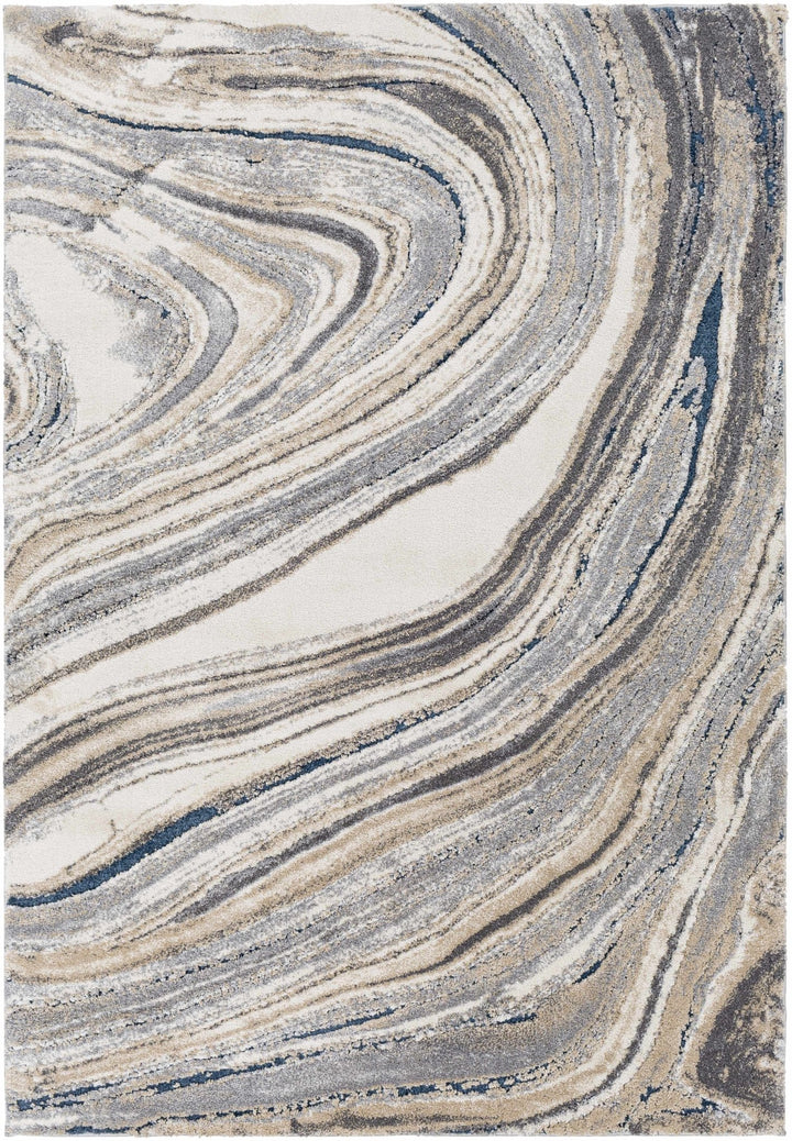 Nillumbik Gray And Ivory Modern Abstract Design Area Rug - The Rug Decor