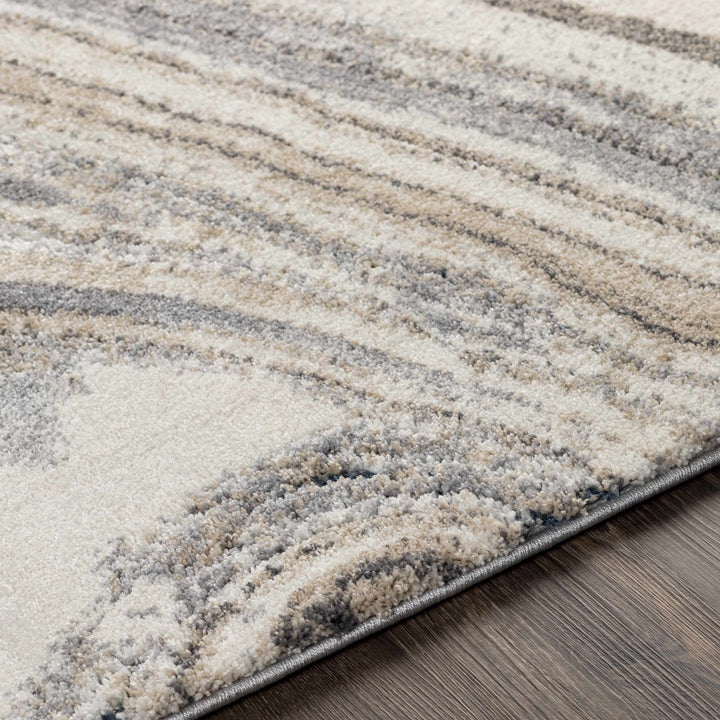 Nillumbik Gray And Ivory Modern Abstract Design Area Rug - The Rug Decor
