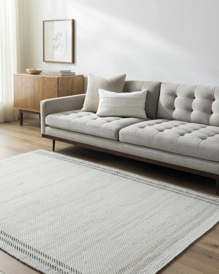 Nimue Basic Ivory And Gray Hand Woven Wool Rug - The Rug Decor