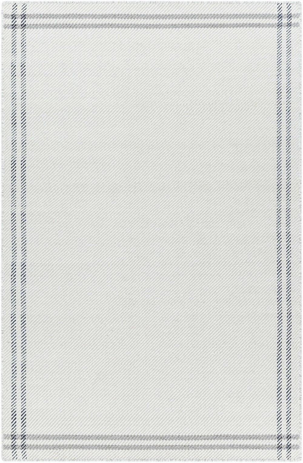 Nimue Basic Style Ivory & Charcoal Bordered Wool Rug - The Rug Decor