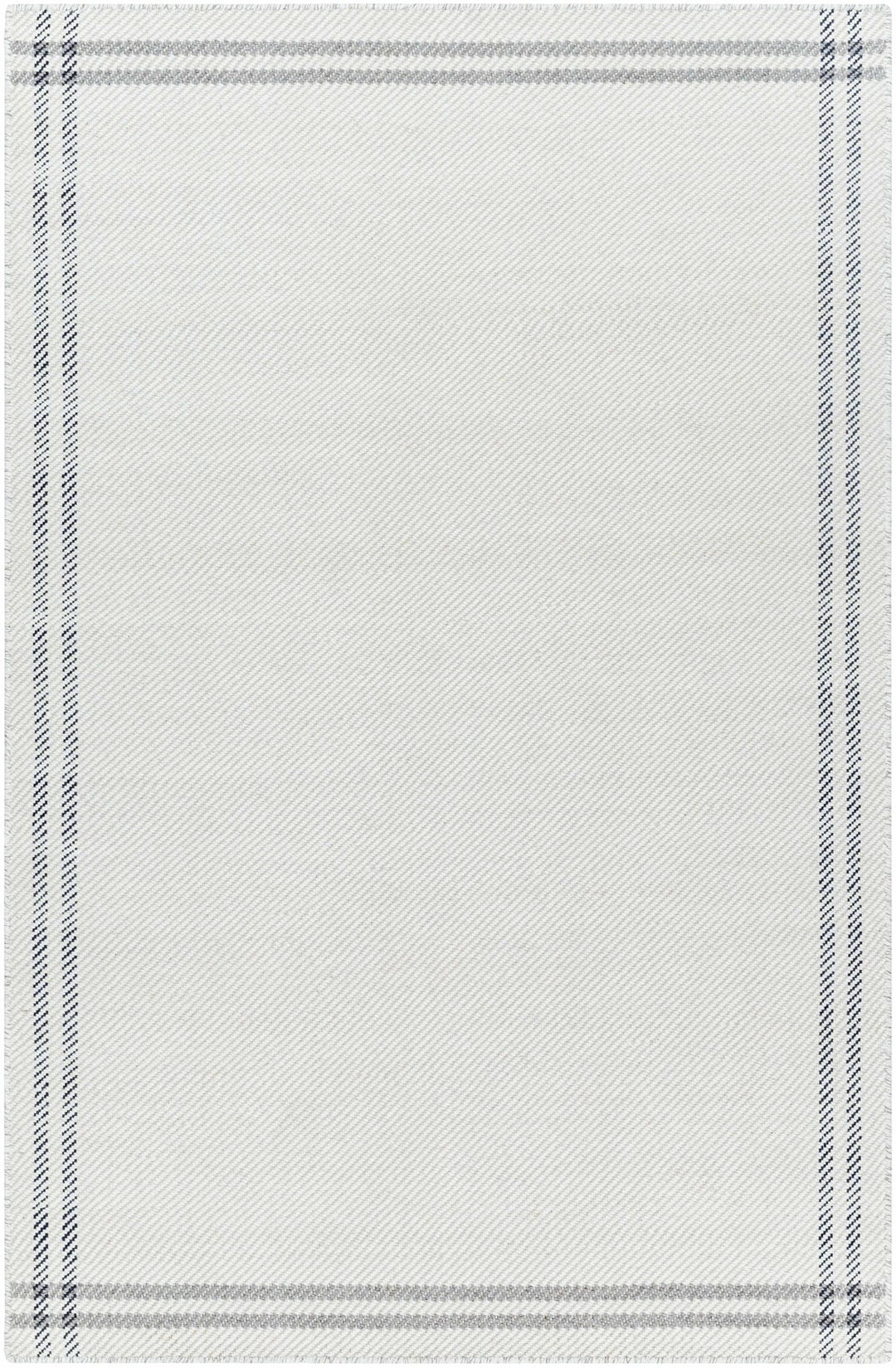 Nimue Basic Style Ivory & Charcoal Bordered Wool Rug - The Rug Decor