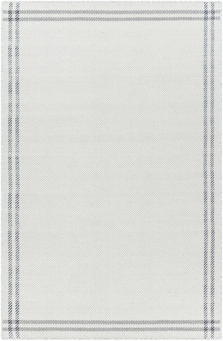 Nimue Basic Style Ivory & Charcoal Bordered Wool Rug - The Rug Decor