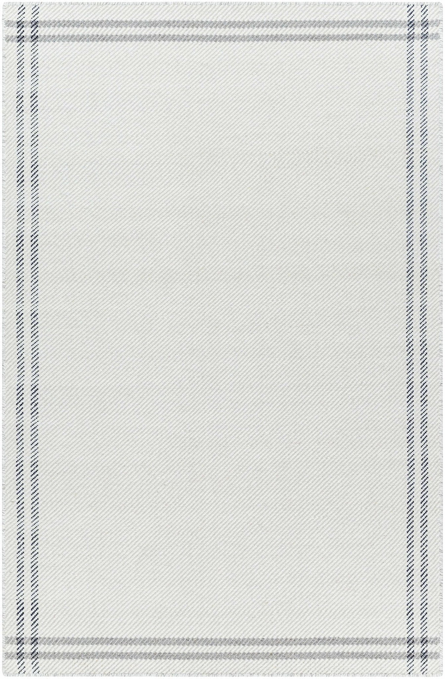 Nimue Basic Style Ivory & Charcoal Bordered Wool Rug - The Rug Decor